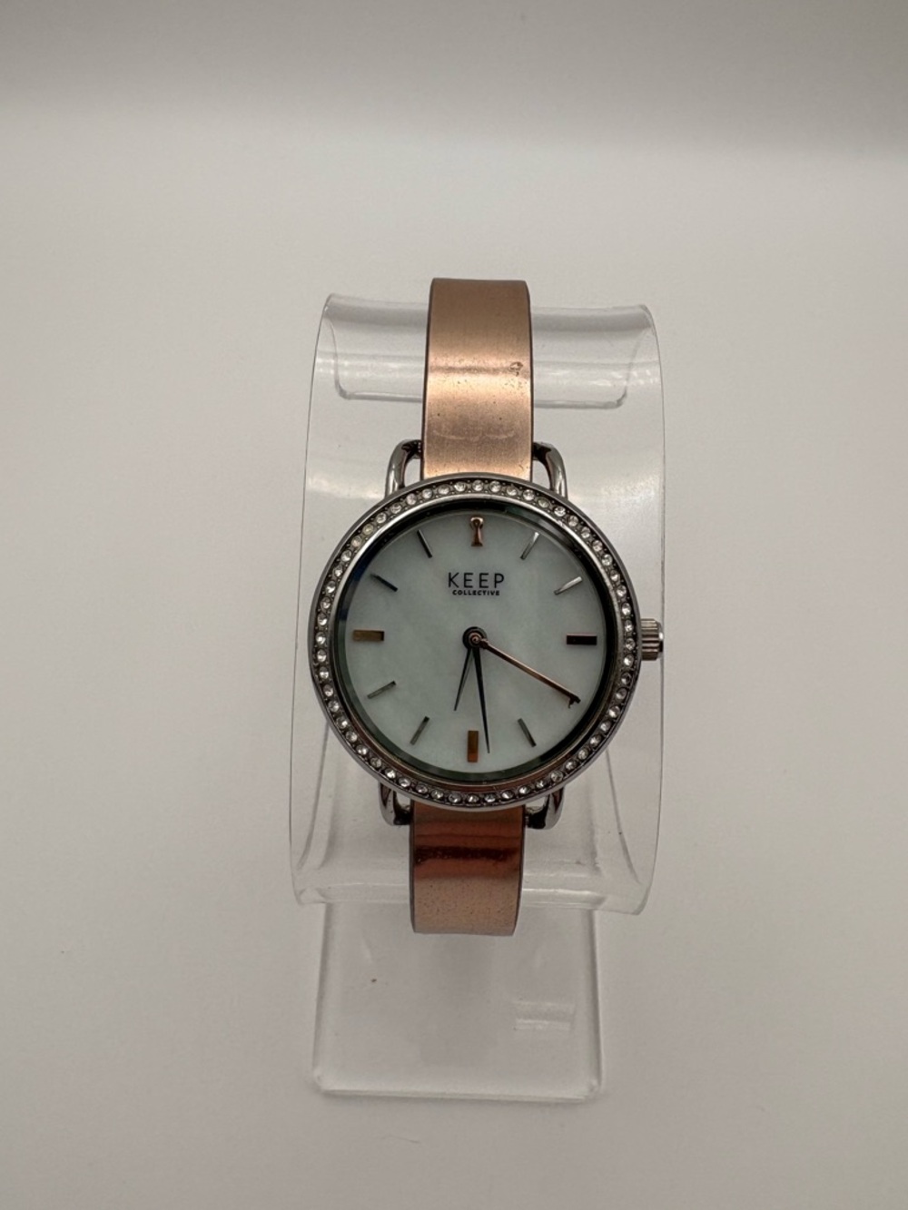 Time Key Keep Collective Rose Gold Women's Watch with Crystal Bezel New Battery!